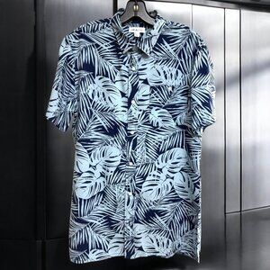 The Rail Blue Rayon Tropical Print Button Down Hawaiian Shirt‎